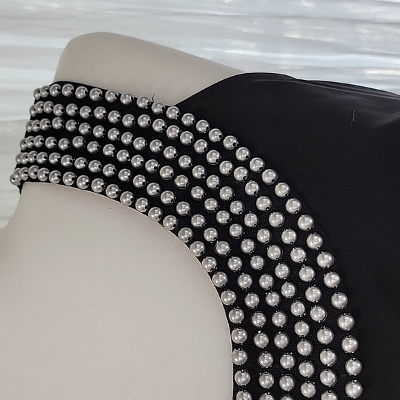 Connected Apparel Sleeveless Black Dress with Pearl Collar Size 8 EUC - Picture 9 of 10